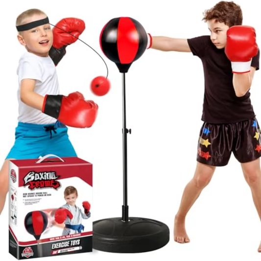 Punching Bag 2-Pack with Adjustable Stand Soft Foam Boxing Gloves for Ages 3-12 Durable Outdoor Training Toy Ideal Birthday Gif