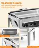 Roll Top Chafing Dish Buffet Set Rectangular, 9QT Stainless Steel Catering Food Warmers with Glass Window Silver