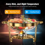 Round Chafing Dishes for Buffet 5 Qt,High Grade Chafing Dish Buffet Set Food Warmers for Parties,Buffet,Wedding, Birthday