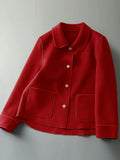 Classic Solid Short Woolen Coats for Woman Autumn Winter Warm Woman Clothing Button Up Female Coat Outfits New In Outerwears