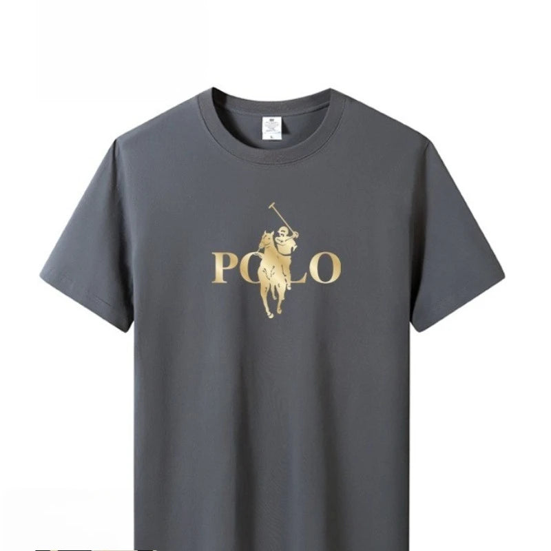 Summer Trendy Brand Men's Clothes Business Casual Short-sleeved T-shirt Slim Fit and Versatile Crew Neck Top Breathable T-shirt
