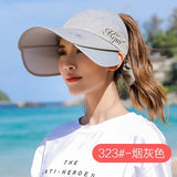 Women's Sun Hat Cycling Breathable Visor Caps Female Scalable Brim Empty Top Baseball Cap Wide Brim Cap UV Protection Beach Hats