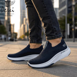 Desai Men's Wide Width Knit Slip-on Sneakers Max Cushion Walking Shoes Lightweight Breathable