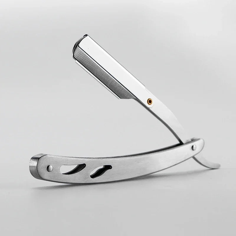 Stainless Steel Razor Holder Golden Men's Manual Folding Straight Edge Shaver Barber Shop Beard Trimmer With Shaving Blade Y1003