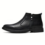 Autumn and Winter New High-Top Leather Shoes for Men, Zippered Leather Boots, Fashionable Versatile Business Casual Shoes, Men's Formal Shoes, Chelsea Boots