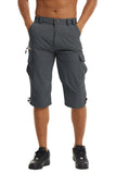 Men's Cargo Work Shorts Quick Dry 3/4 Length Capri Pants Multi-pockets Knee Length Trousers Summer Board Beach Shorts