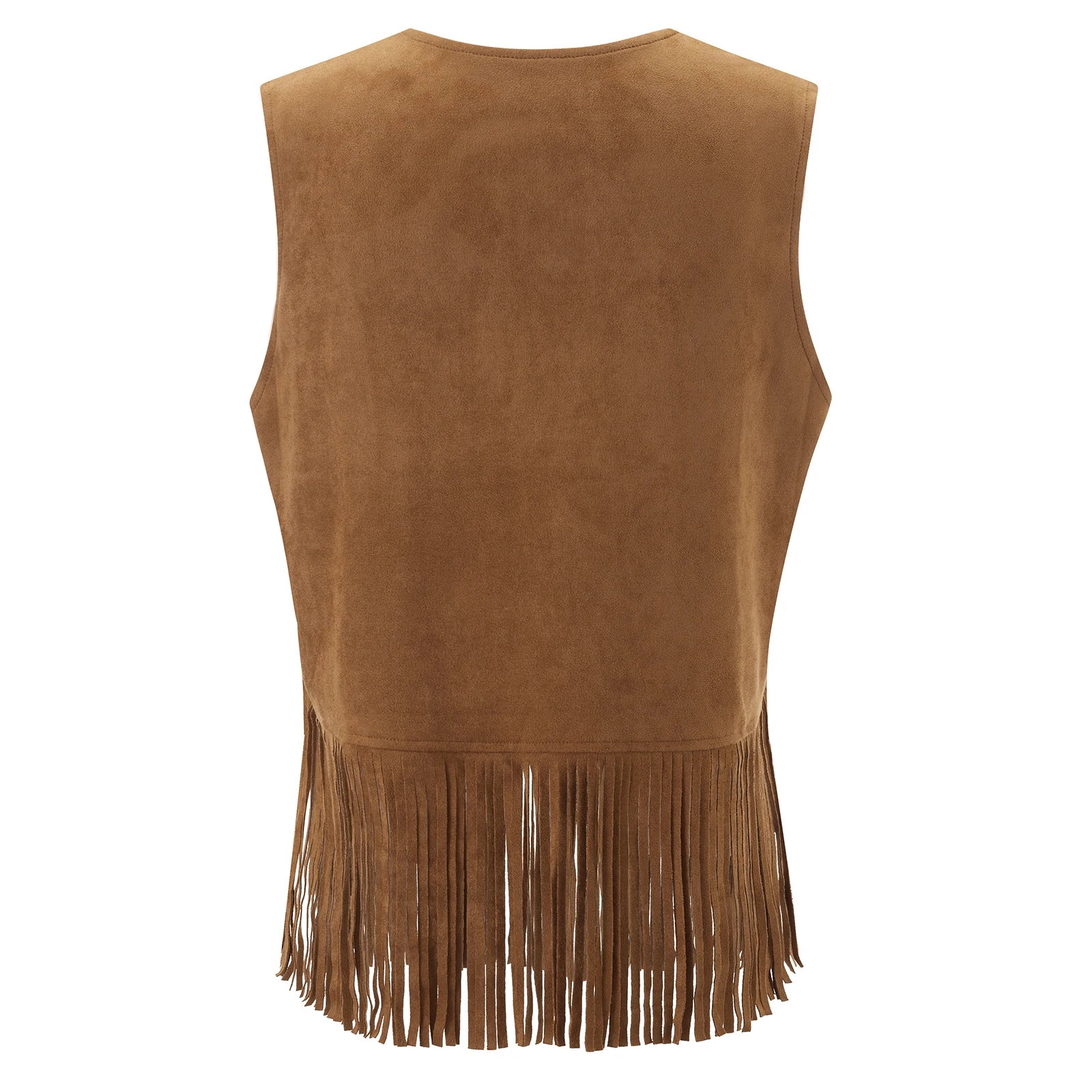 Puloru Fringe Faux Suede Vests Women's Casual Sleeveless Open Front Tassel Hippie Jackets Western Style Streetwear Outwears