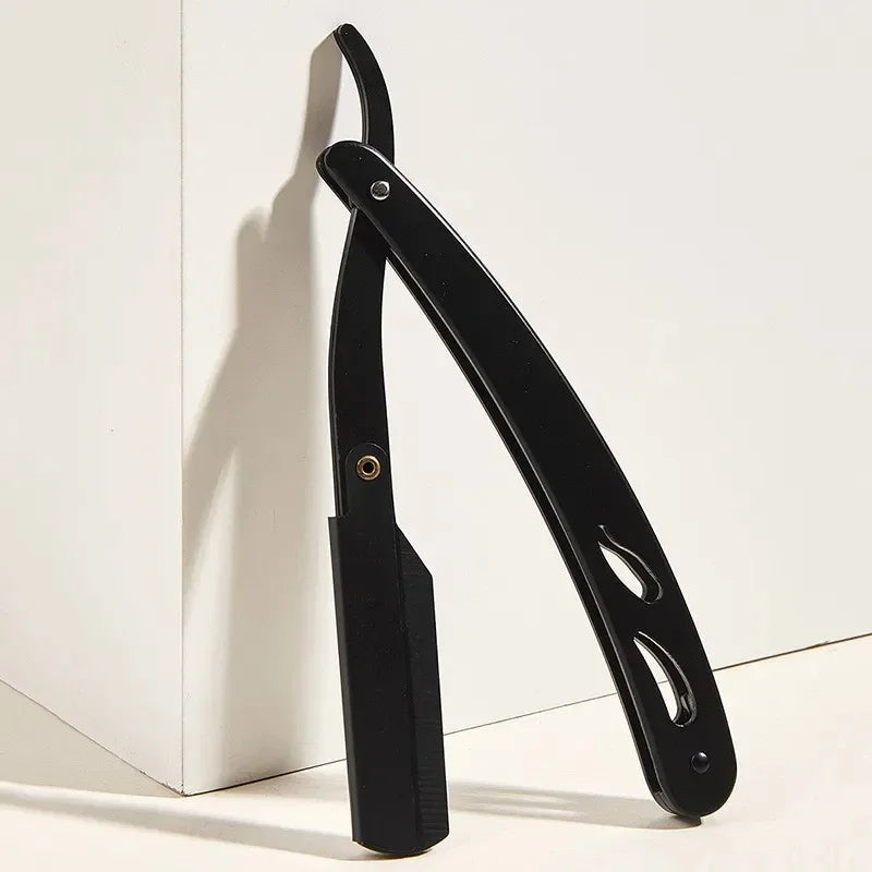 Stainless Steel Razor Holder Golden Men's Manual Folding Straight Edge Shaver Barber Shop Beard Trimmer With Shaving Blade Y1003
