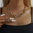 Luxury and High-End Retro Gemstone Necklace Earrings, Bride's Wedding Banquet Jewelry Set, Date, Birthday, Dinner Party
