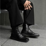 Hot-Selling Leather Boots for Men Fad Square Toe Drape Casual Chelsea Boot British High-end Cool High Top Men Boots Botas Hombre