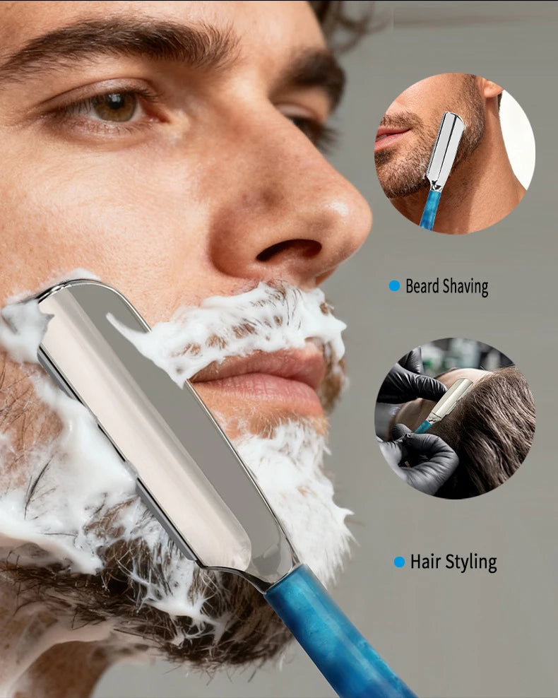 1Pc New Pro Wood Handle Baber Straight Razor Manual Zinc Alloy Beard Shaving Knife Holder For Men Salon Hair Removal Tools