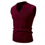 New Men's V-Neck Sleeveless Vest Classic Pullover Knitted Waistcoat Sweater Cardigans Tank Tops Outdoor Streetwear
