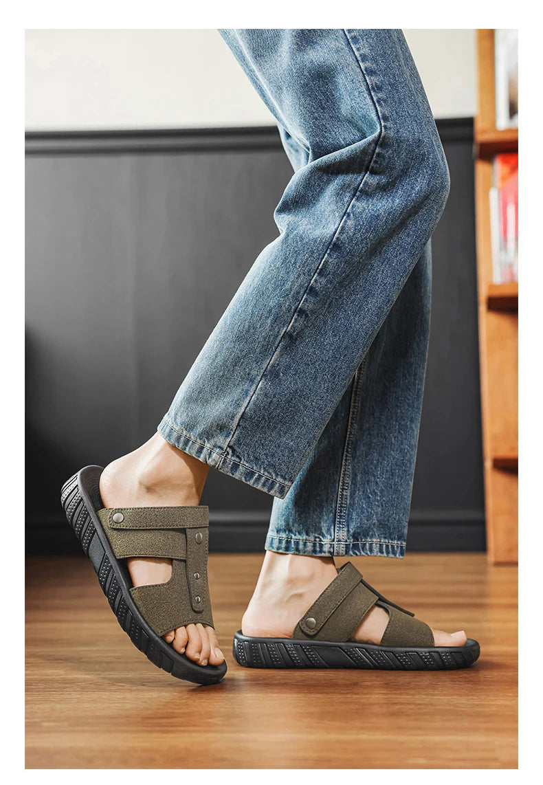 Brand Classic Mens Sandals Summer Genuine Leather Sandals Men Outdoor Casual Lightweight Sandal Fashion Men Sneakers