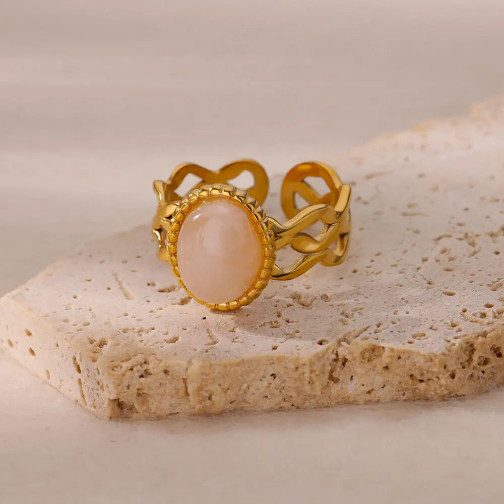 Luxury Jewelry Set Opal Stone Rings for Women Gold Color Stainless Steel Ring Minimalist Aesthetic Jewelry 2026 Freeshipping