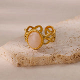 Luxury Jewelry Set Opal Stone Rings for Women Gold Color Stainless Steel Ring Minimalist Aesthetic Jewelry 2026 Freeshipping