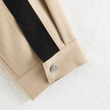 Women's Jackets Beige Black Zip Collar Crop Jacket Lapel Loose Streetwear Spring Autumn Chic Sports Outfits Short Coats 2026 New
