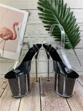 Rncksi 2025 Fashion Sexy Pole dancing Summer 20cm PVC Women Sandals Thin High Heels Sandals Slip-On Size 35-42