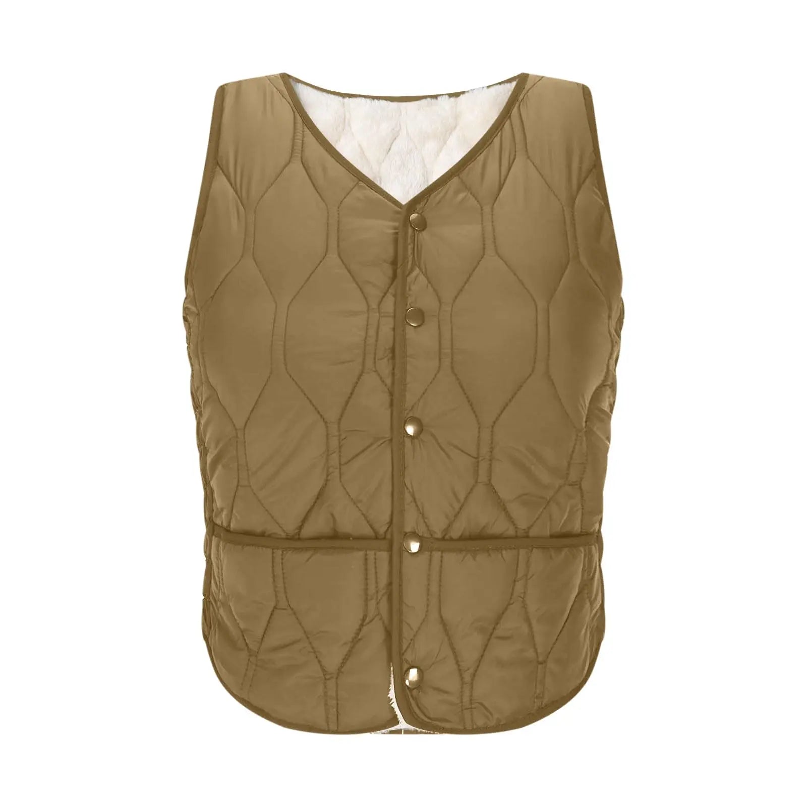 Women's Warm Vest Lightweight Slim Short Single-Breasted Cold-Proof Vests Winter Outdoor Sports Hiking Vests with Pockets