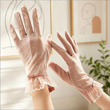 Sun Protection Lace Gloves Summer Touchscreen Breathable Non-Slip Driving Gloves Elegant Lace Design for Women Outdoor Shopping