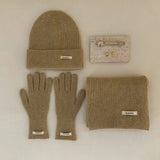 Solid Color Touch Screen Gloves Women Korean Autumn Winter Warm Knitted Three-piece Set Scarves Gloves Hat Women's Glove Sets