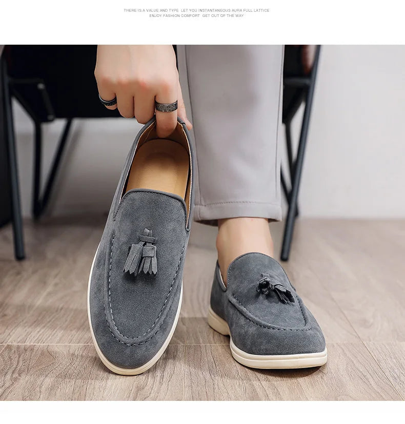 Fashion Men's Casual Shoes Suede Leather Men Classic British Style Tassels Loafers Moccasins Mens Outdoor Driving Flats
