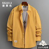2022 Mens Harajuku Colors Oversized Shirt  100% Pure Cotton Men Korean Fashion  Long Sleeve Shirts Male Button Up Shirts Blouses