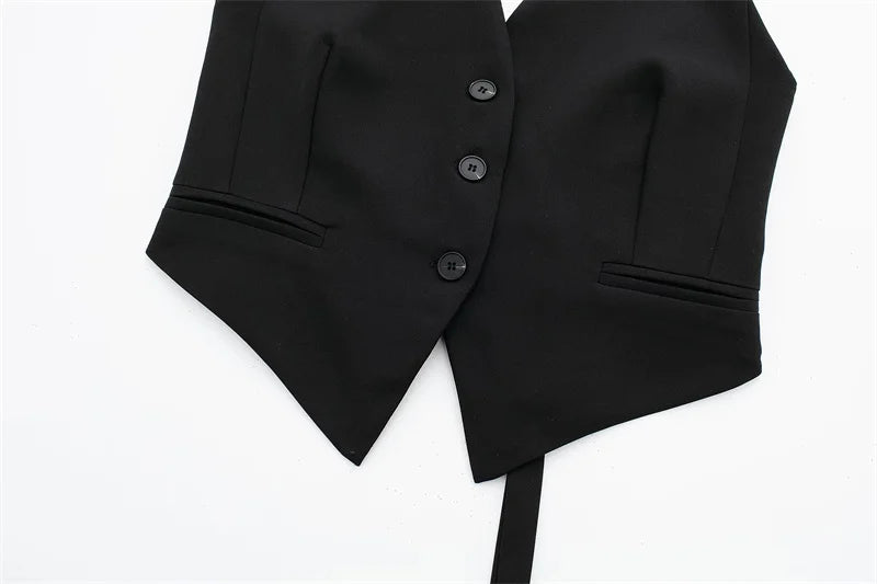 MUJER Off Shoulder Sleeveless Vest Women Black White Cropped Vest Woman Fashion Backless V Neck Short Coats Summer Waistcoat