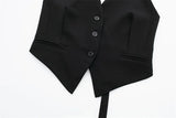 MUJER Off Shoulder Sleeveless Vest Women Black White Cropped Vest Woman Fashion Backless V Neck Short Coats Summer Waistcoat