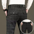 Fashion Black Grey Casual Trouses Mens Straight Fit Long Pants Striped Plaid Four Seasons High Quality Brand Business Trousers