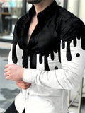 2025 Spring Men's Shirts Fashion Retro Street Texture Printed Shirts Men's Long-sleeved Lapel Shirt Shirt Top Office Clothing