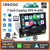 7Inch Single DIN 64G Flip Out Car Stereo Radio Carplay Android Auto Radio Bluetooth Touch Screen MP5 Player Head Unit GPS