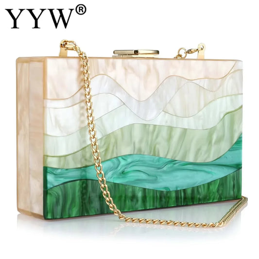 Acrylic Chain Handbag Box Clutch Evening Bags Luxury Wedding Women Dinner Dress Purses Ladies Chic Party Shoulder Crossbody Bags