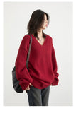CHIC VEN Women Sweaters Solid Loose Pullovers New V-neck Knitwear Knitted Jumpers Female Top Fashion Woman Autumn Winter 2024