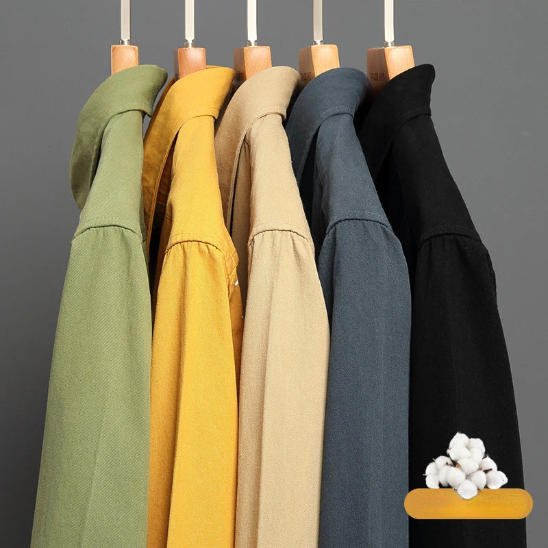 2022 Mens Harajuku Colors Oversized Shirt  100% Pure Cotton Men Korean Fashion  Long Sleeve Shirts Male Button Up Shirts Blouses