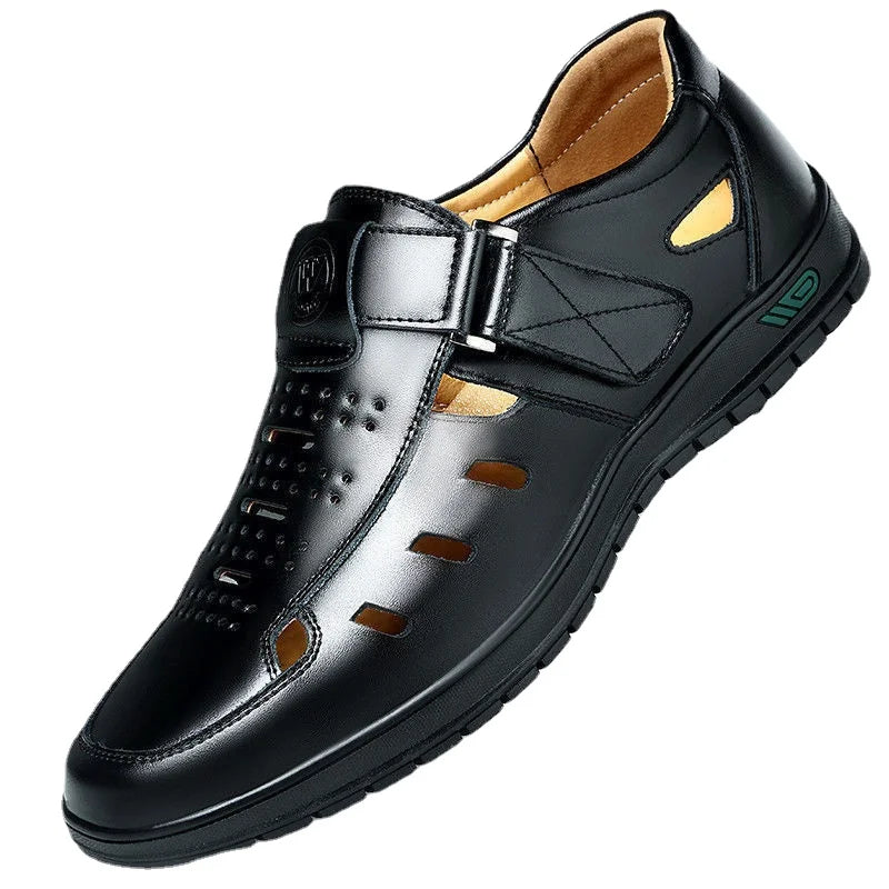 Men Genuine Leather Sandals Summer Breathable Casual Shoes for Man Slip on Clogs Outdoor Non Slip Hand Made Sandalias