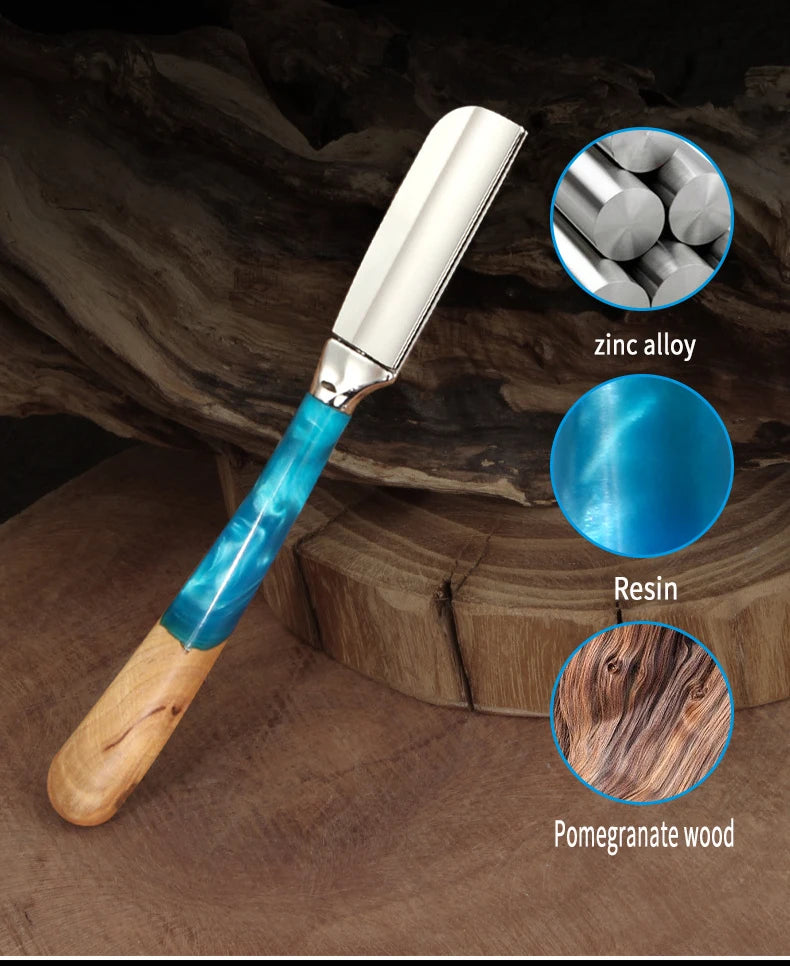 1Pc New Pro Wood Handle Baber Straight Razor Manual Zinc Alloy Beard Shaving Knife Holder For Men Salon Hair Removal Tools