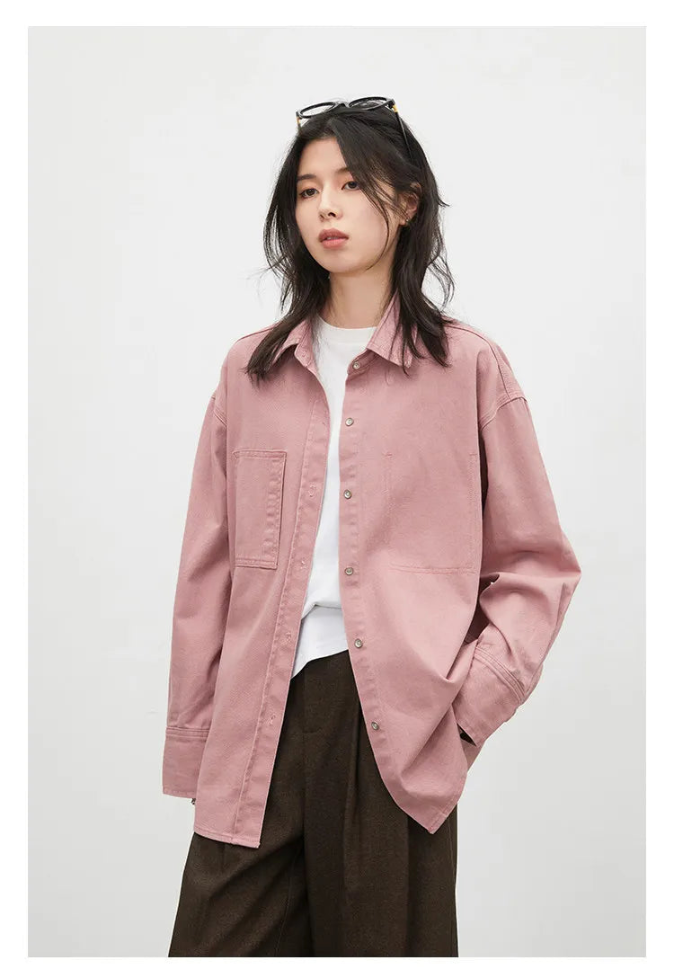 CHIC VEN Fashion Women Shirt Loose Casual Pink Long Sleeve Vintage Cotton Female Blouses Spring Summer 2026 Woman Jacket