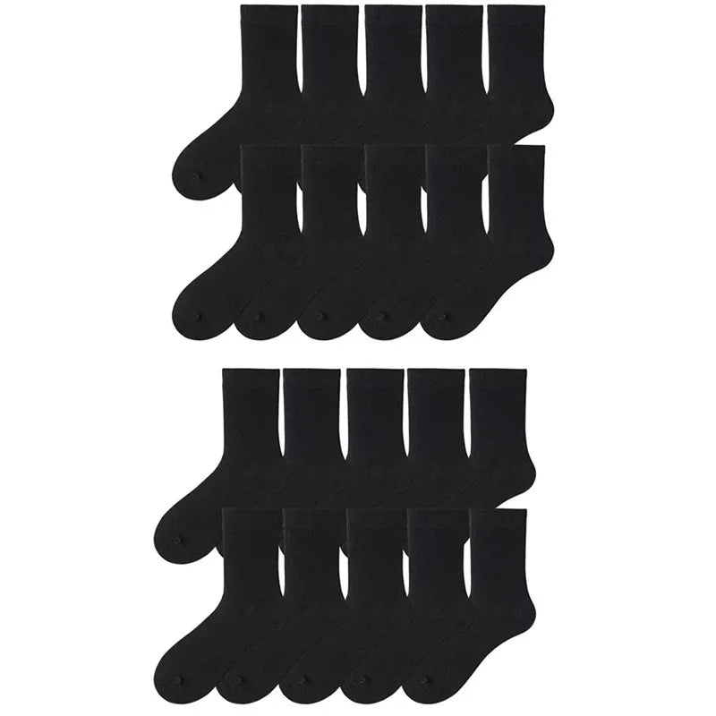10-40Pairs Woman Men'S Classic Formal Mid-Calf Socks 100% Breathable Cotton Solid Black White Perfect For Business Casual Wear