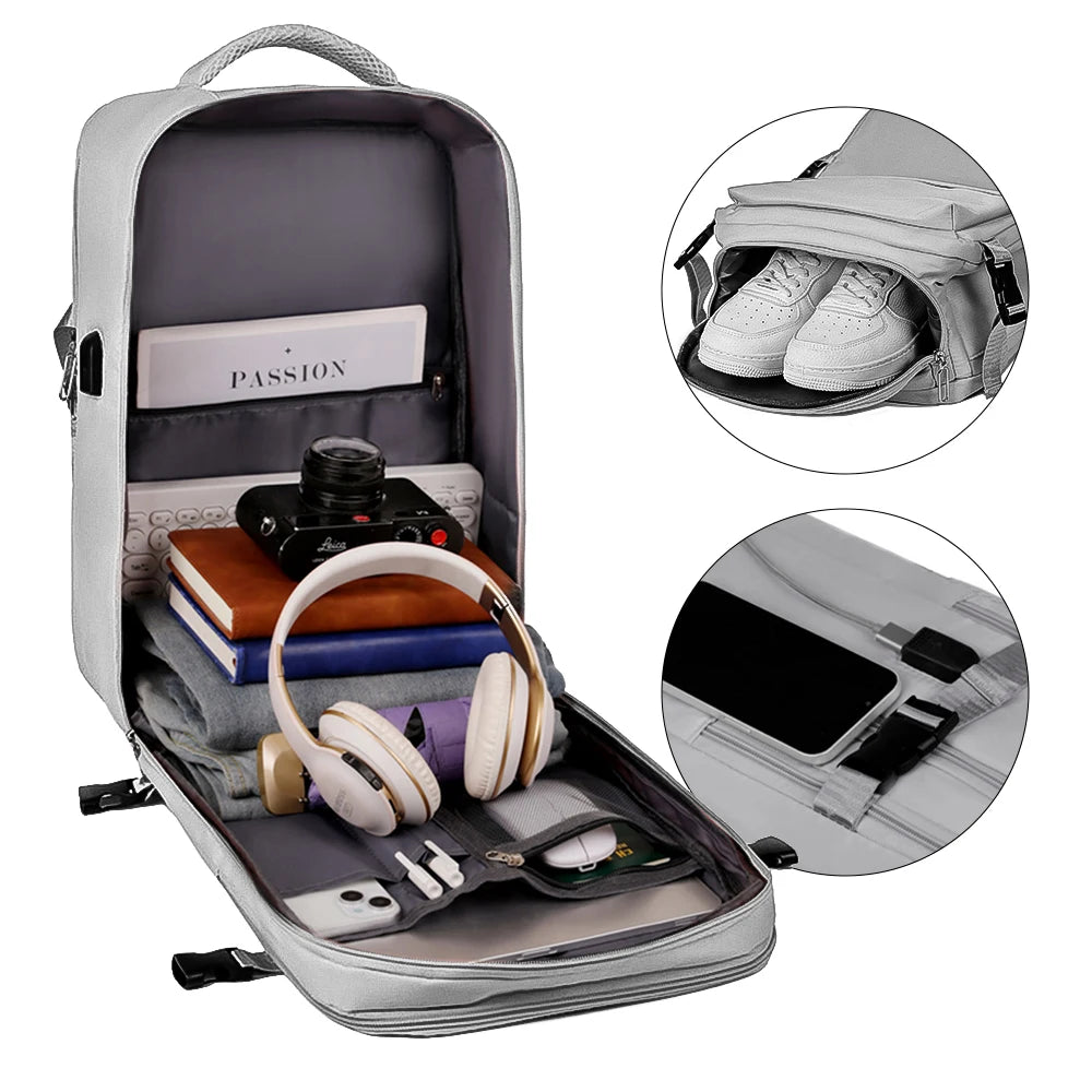 Travel Backpack For Men Women Large Capacity Carry On Traveling Laptop Bag USB Port Waterproof School Backpack