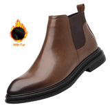 Autumn And Winter Fashionable Men's Leather Casual Ankle Boot Classic Business Formal Boots Comfortable And Anti-Slip Flat Boots
