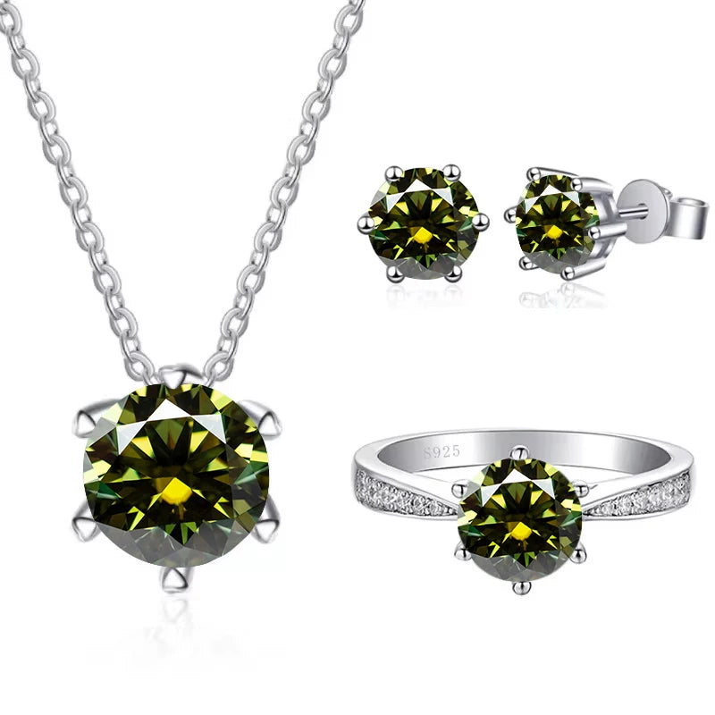 JoyceJelly Moissanite Jewelry Set With 1CT D Color VVS 3EX moissanite stone pass diamond test Wedding Luxury Fine Jewelry gift