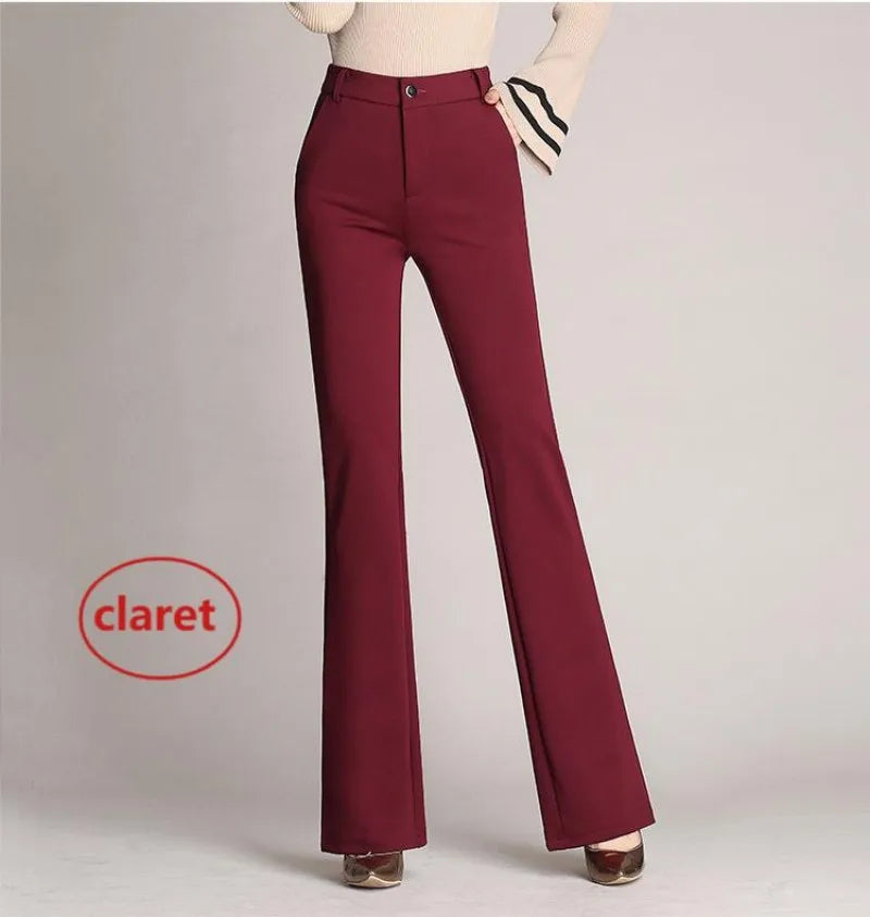 Ladies' business casual pants, comfortable office wear with pockets, elegant regular fit work pants