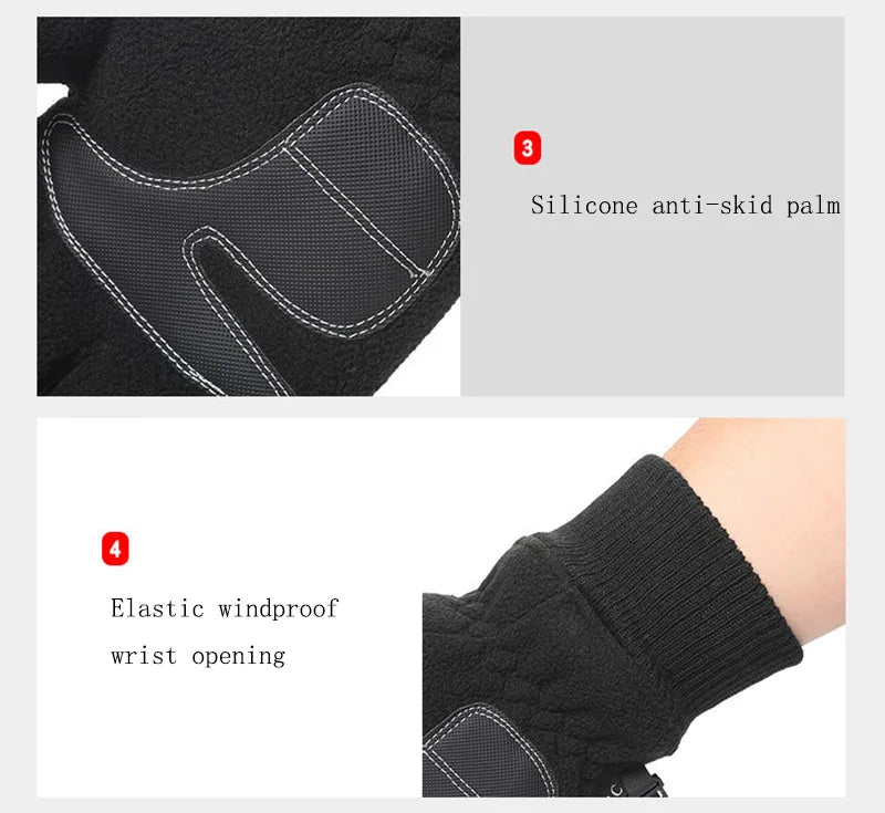 Men Women Winter Polar Fleece Silica Gel Non Slip Touch Screen Driving Mitten Plus Velvet Thick Warm Sport Cycling Glove F22