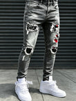 Men's jeans, street hip-hop style graffiti, ripped jeans, distressed washed, slimming, slimming, multifunctional casual versatile slim pants