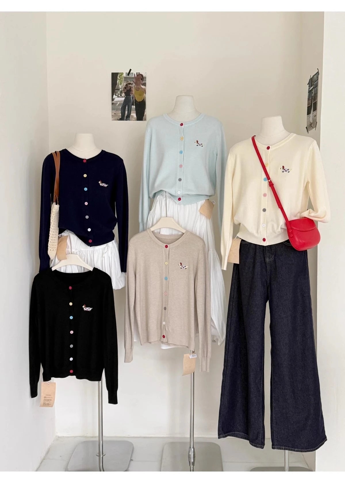 Autumn Winter 2026 Soft Elegant O-neck Loose Casual Sweaters Women Knitted Chic Embroidery Cardigan Basic Colorful Buttons Tops