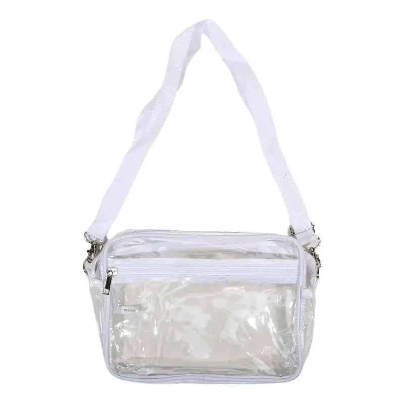 Women Clear Shoulder Bag Solid Color Transparent Purse Female Simple Crossbody Bags With Front Pocket Casual Handbag For Ladies