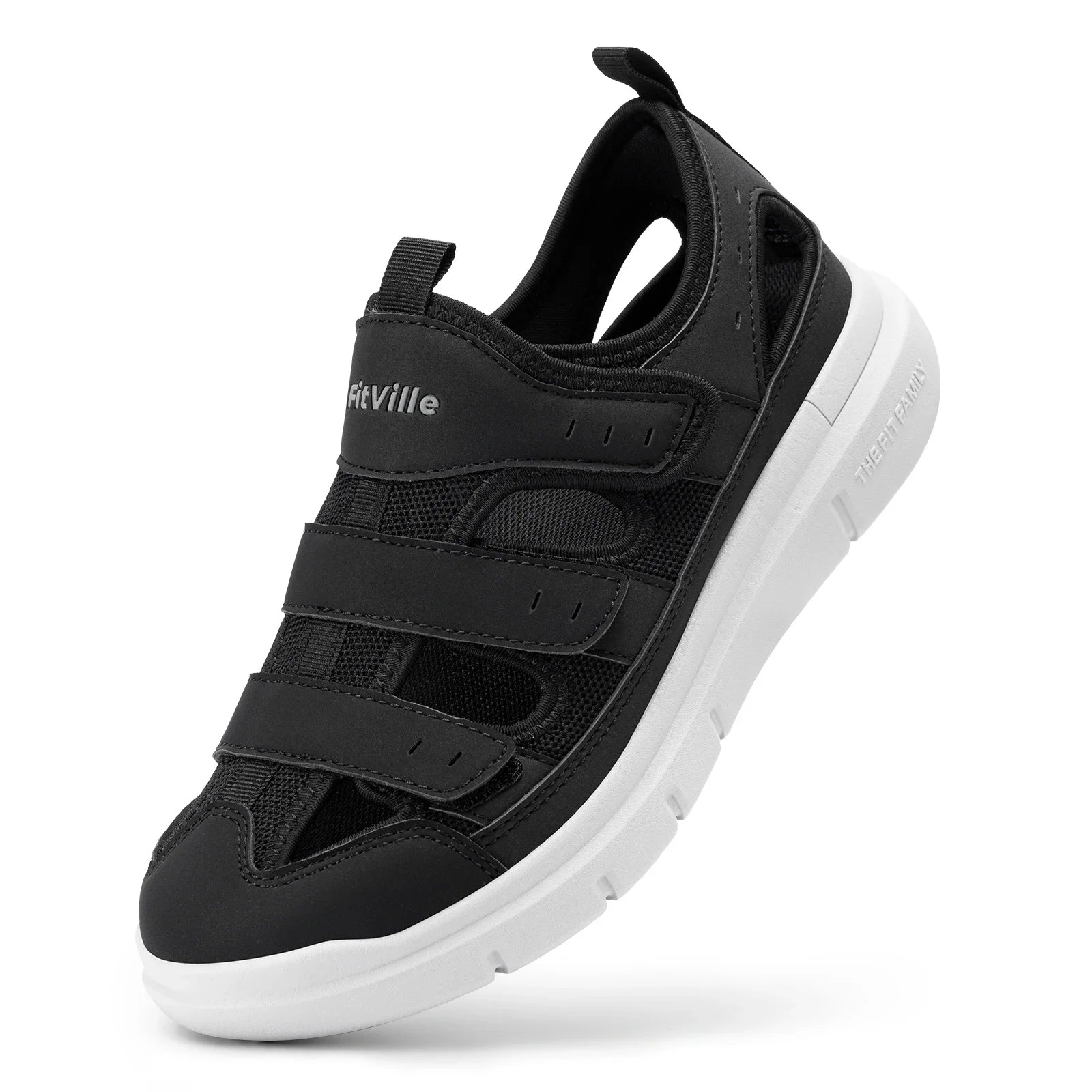 FitVille Summer Men's Wide Width Casual Diabetic Sandals, Lightweight Open Toe Sandals Built-in Arch Support, Effective Foot Pain Relief for Plantar Fasciitis, for Wide & Swollen Feet