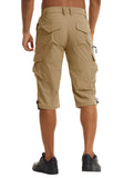 Men's Cargo Work Shorts Quick Dry 3/4 Length Capri Pants Multi-pockets Knee Length Trousers Summer Board Beach Shorts