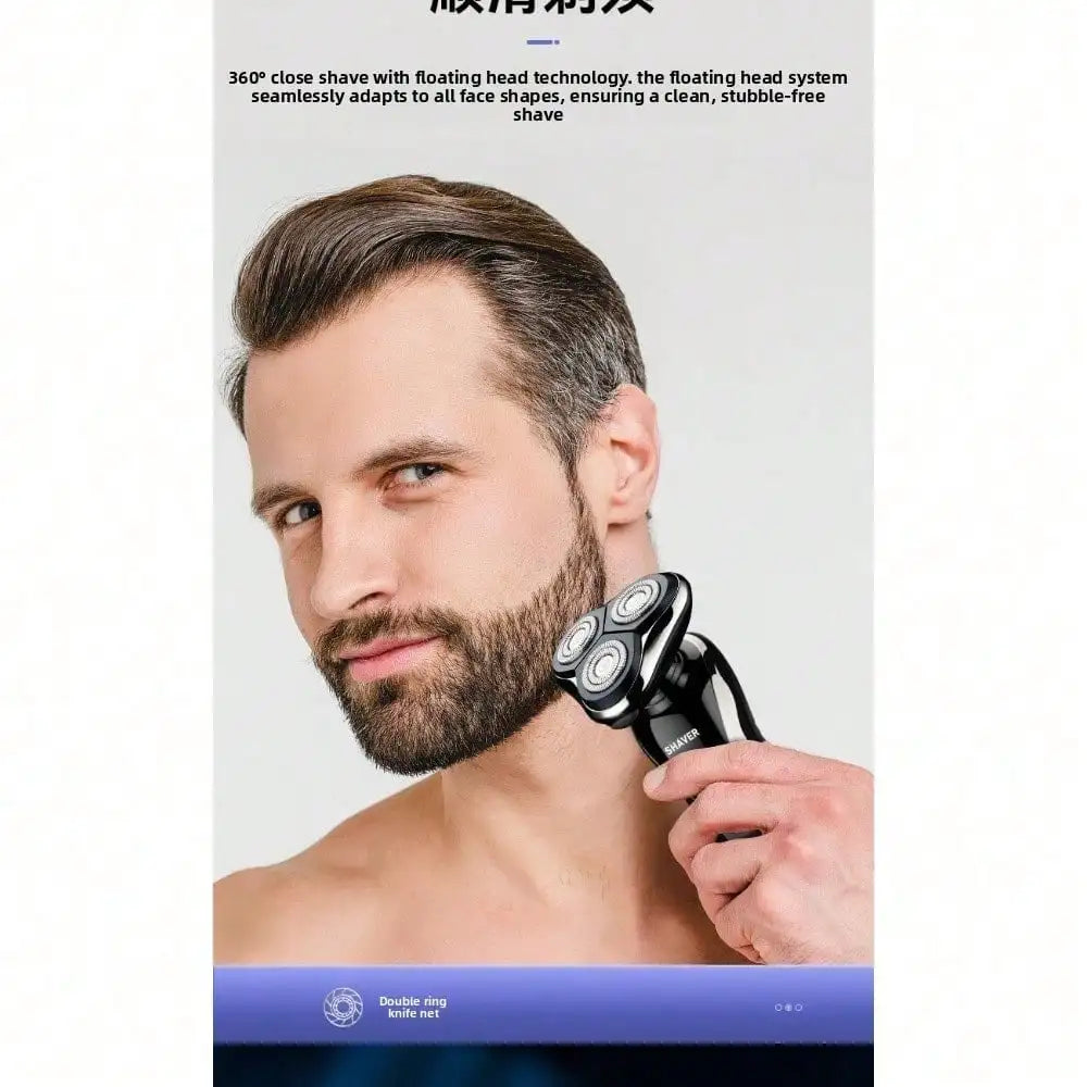Men's 3 In 1 Electric Shaver Portable Travel Grooming Tool 1 Unit Birthday Gift Whole Body Washable 3D Floating Head Multi-function Beard Nose Hair Trimme Rechargeable Floating Blade Beard Nose Hair Trimmer Father's Day