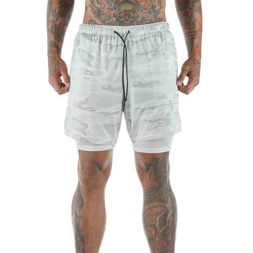 Men's Fitness Training Shorts,Summer Casual Black 2 In 1 Quick Dry Gym Running Shorts Outdoor Slim Quarter Pants